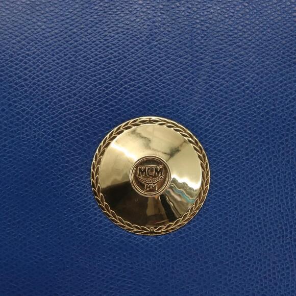 MCM Hand Bag Leather Blue Gold Auth BA6222 - Picture 10 of 16